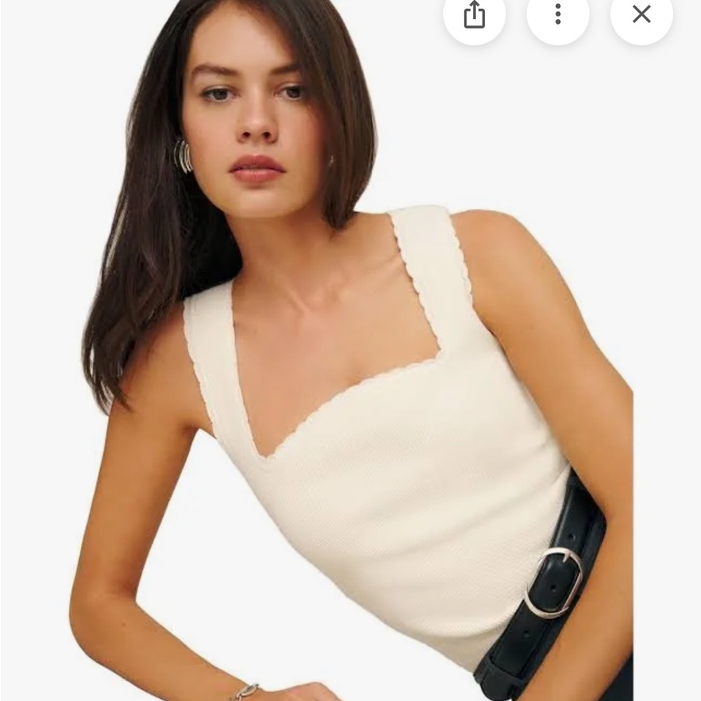 Reformation Cream Ribbed Tank Top